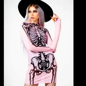Killstar | Dresses | Killstar Avril Pink Mesh Skeleton Dress ...